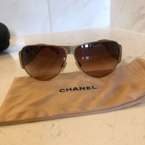 Authentic Chanel Aviator Brown 4153 Sunglasses.